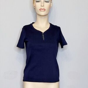 Karen Scott Navy Short Sleeve Shirt